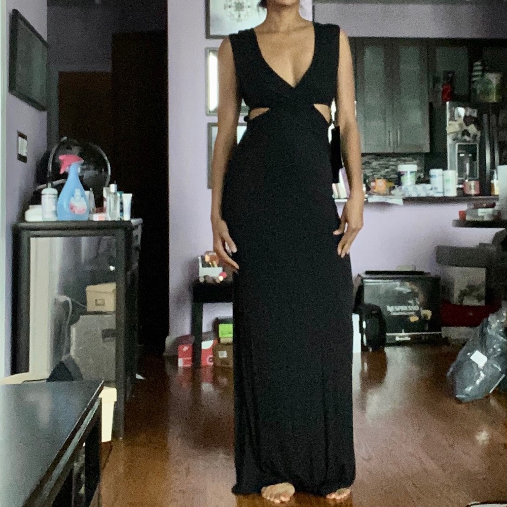 Bebe cutout side slit reversible maxi dress